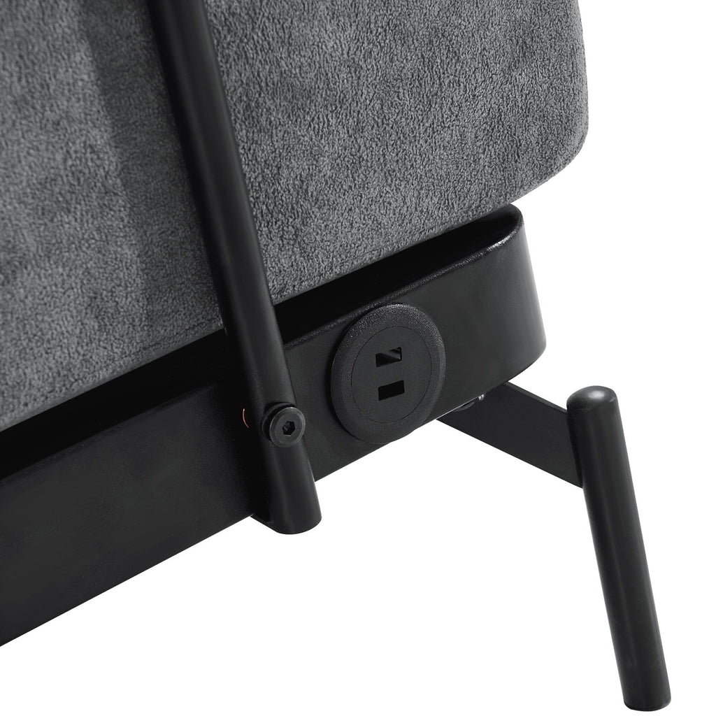 Canapé causeuse moderne en chenille de 59 po avec ports de chargement USB, accoudoirs cylindriques et capacité de charge de 440 lb