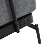 Canapé causeuse moderne en chenille de 59 po avec ports de chargement USB, accoudoirs cylindriques et capacité de charge de 440 lb