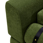 Canapé causeuse moderne en chenille de 59 po avec ports de chargement USB, accoudoirs cylindriques et capacité de charge de 440 lb