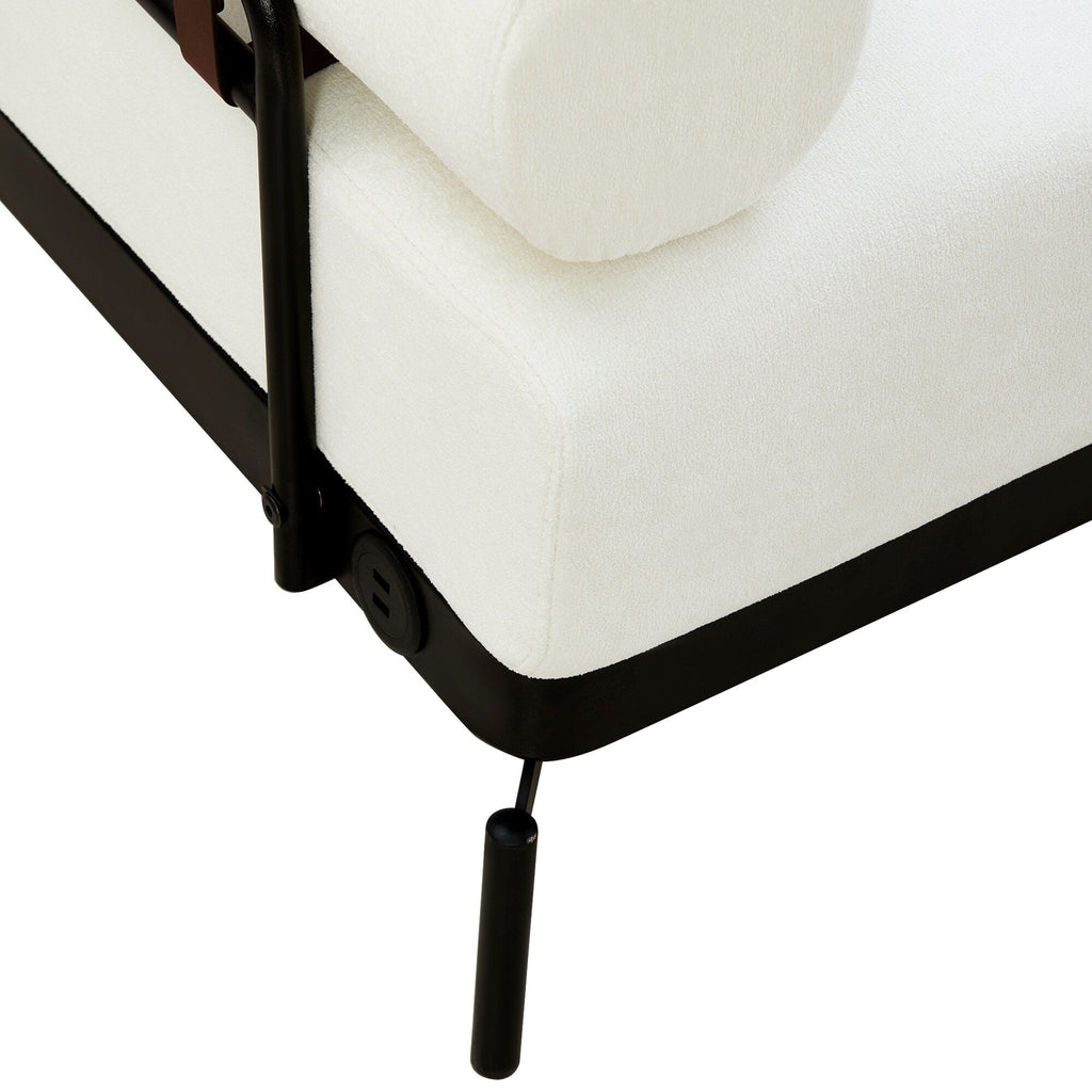 Canapé causeuse moderne en chenille de 59 po avec ports de chargement USB, accoudoirs cylindriques et capacité de charge de 440 lb