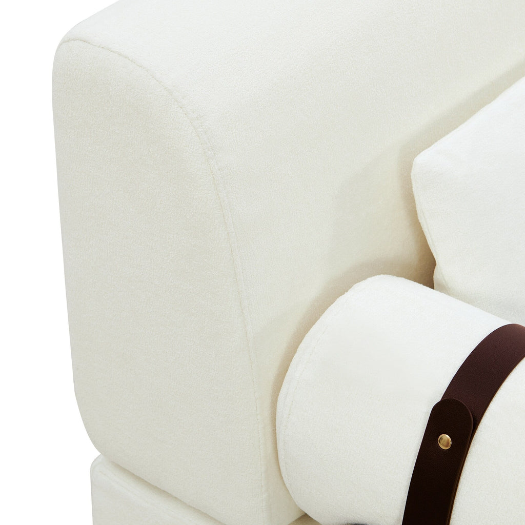 Canapé causeuse moderne en chenille de 59 po avec ports de chargement USB, accoudoirs cylindriques et capacité de charge de 440 lb