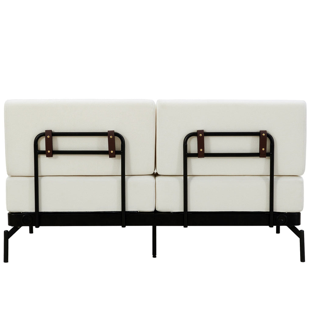 Canapé causeuse moderne en chenille de 59 po avec ports de chargement USB, accoudoirs cylindriques et capacité de charge de 440 lb