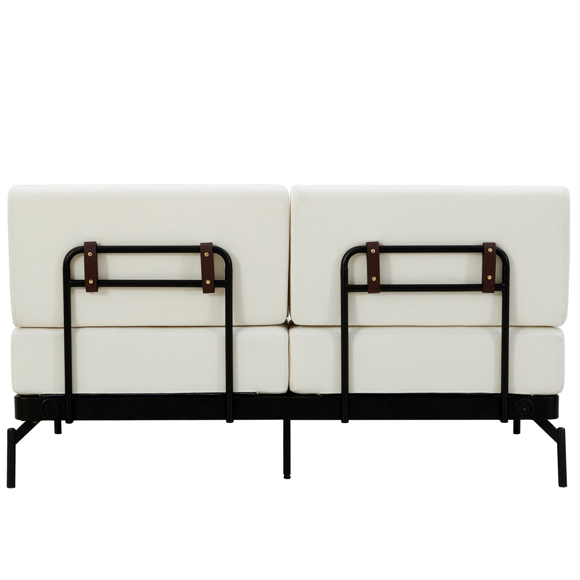 Canapé causeuse moderne en chenille de 59 po avec ports de chargement USB, accoudoirs cylindriques et capacité de charge de 440 lb