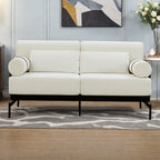 Canapé causeuse moderne en chenille de 59 po avec ports de chargement USB, accoudoirs cylindriques et capacité de charge de 440 lb