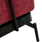 Canapé causeuse moderne en chenille de 59 po avec ports de chargement USB, accoudoirs cylindriques et capacité de charge de 440 lb