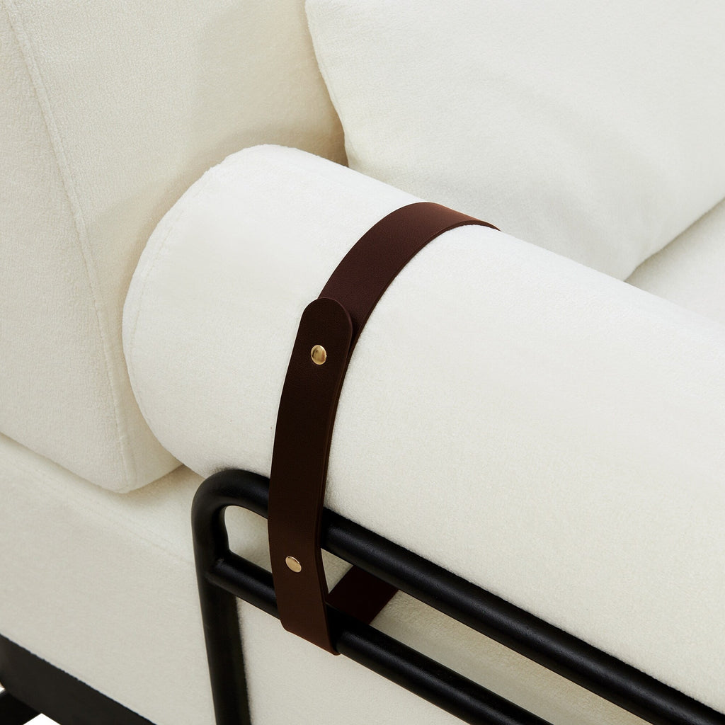 Canapé causeuse moderne en chenille de 59 po avec ports de chargement USB, accoudoirs cylindriques et capacité de charge de 440 lb