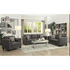 Canapé causeuse en lin 59 avec 4 coussins et clous décoratifs pour salon