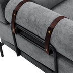 Canapé 2 places moderne de 59 pouces avec ports USB flexibles et accoudoirs cylindriques