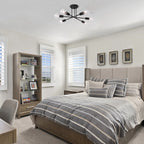 Plafonnier semi-encastré moderne en métal noir Sputnik à 6 lampes