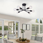 Plafonnier semi-encastré moderne en métal noir Sputnik à 6 lampes