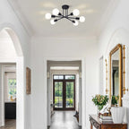 Plafonnier semi-encastré moderne en métal noir Sputnik à 6 lampes