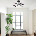 Plafonnier semi-encastré moderne en métal noir Sputnik à 6 lampes