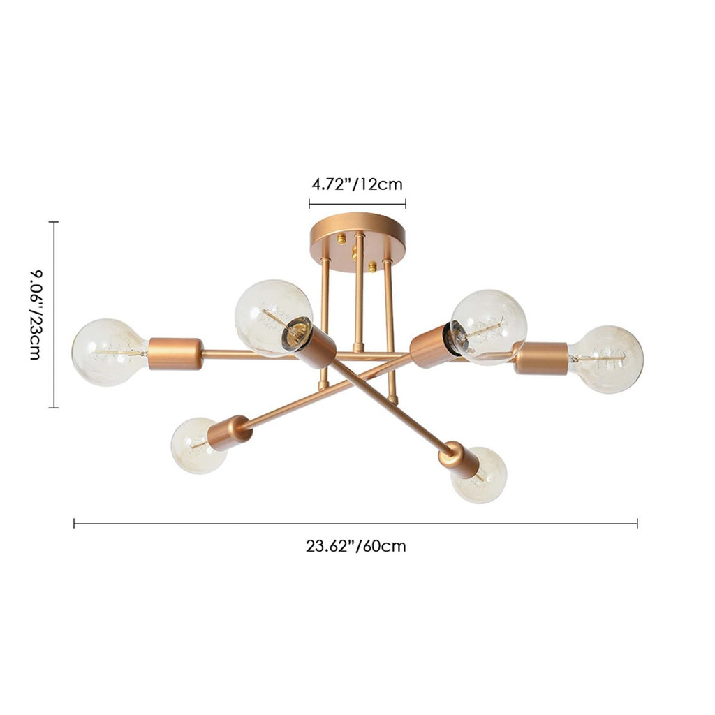 Plafonnier semi-encastré moderne en métal Sputnik de 60 cm (23,62 po)