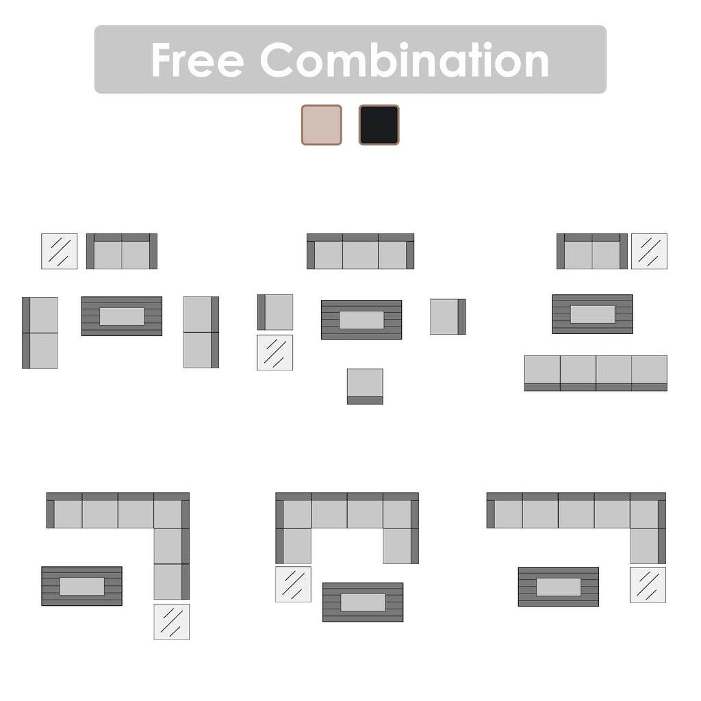 Ensemble de sièges d'extérieur sectionnels pour 6 personnes avec foyer