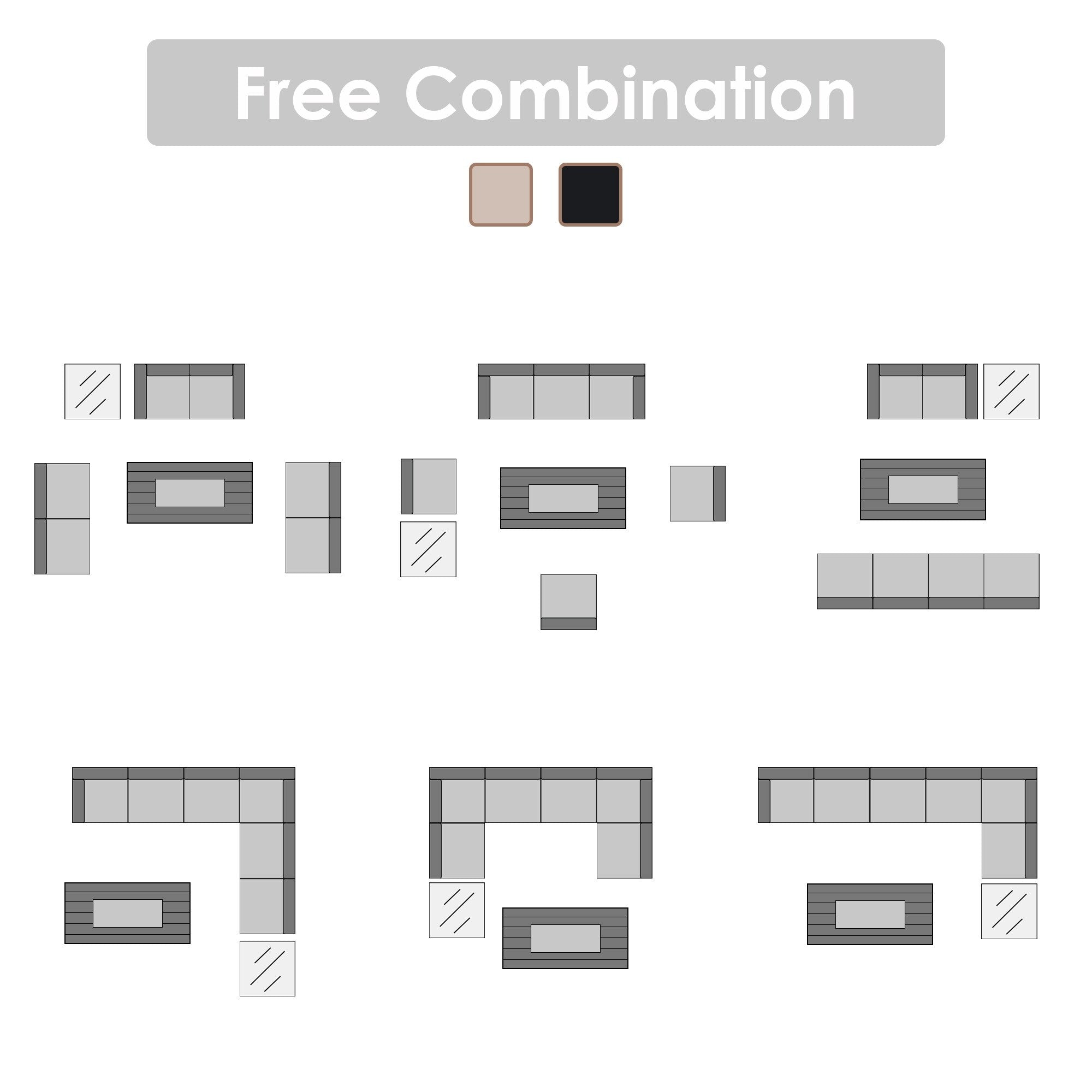 Ensemble de sièges d'extérieur sectionnels pour 6 personnes avec foyer