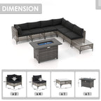 Ensemble de sièges d'extérieur sectionnels pour 6 personnes avec foyer