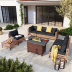 Ensemble de sièges d'extérieur sectionnels pour 6 personnes avec foyer