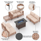 Ensemble de sièges d'extérieur sectionnels pour 6 personnes avec foyer