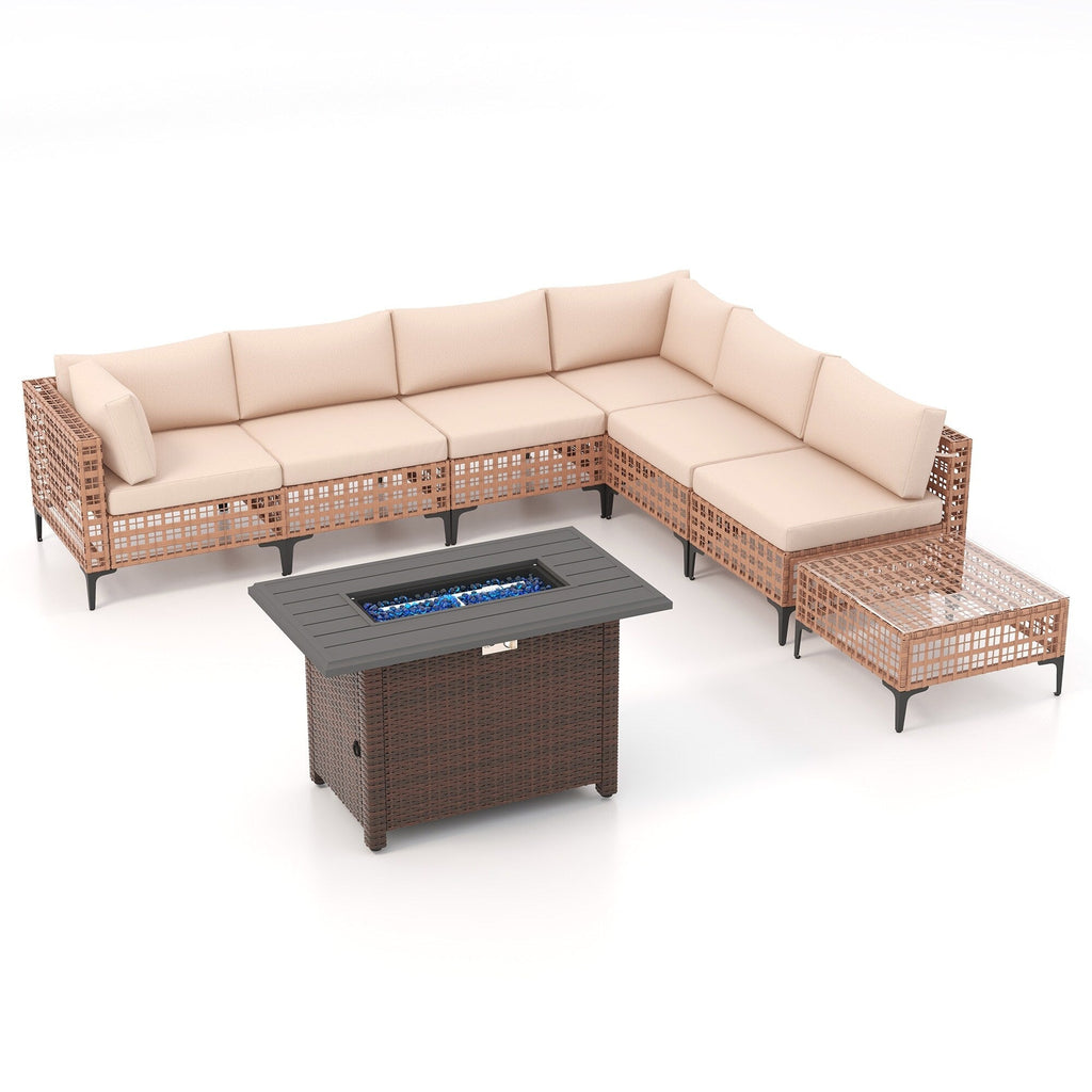 Ensemble de sièges d'extérieur sectionnels pour 6 personnes avec foyer