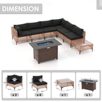 Ensemble de sièges d'extérieur sectionnels pour 6 personnes avec foyer