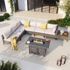 Ensemble de sièges d'extérieur sectionnels pour 6 personnes avec foyer