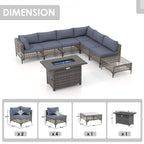 Ensemble de sièges d'extérieur sectionnels pour 6 personnes avec foyer