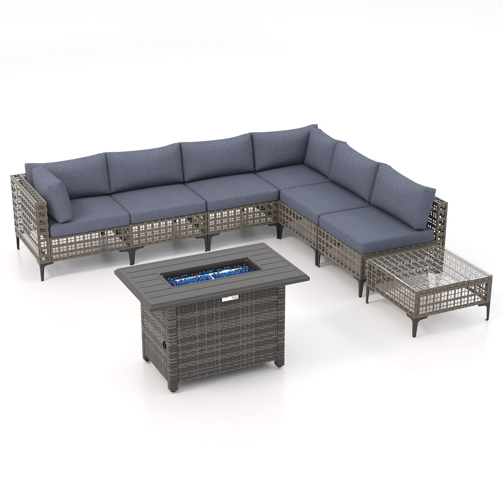 Ensemble de sièges d'extérieur sectionnels pour 6 personnes avec foyer