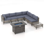 Ensemble de sièges d'extérieur sectionnels pour 6 personnes avec foyer