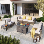 Ensemble de sièges d'extérieur sectionnels pour 6 personnes avec foyer