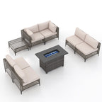 Ensemble de sièges d'extérieur sectionnels pour 6 personnes avec foyer