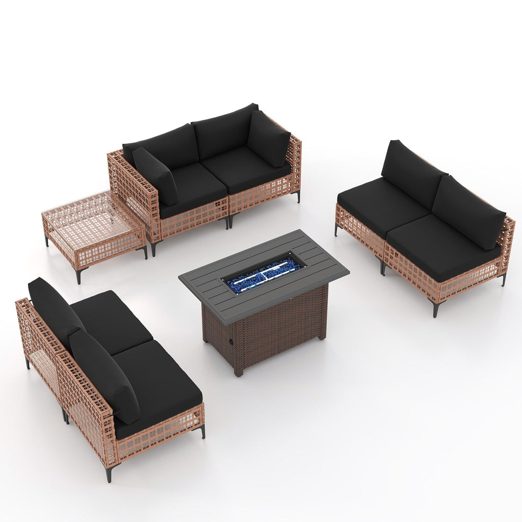 Ensemble de sièges d'extérieur sectionnels pour 6 personnes avec foyer