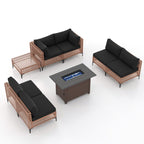 Ensemble de sièges d'extérieur sectionnels pour 6 personnes avec foyer