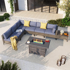 Ensemble de sièges d'extérieur sectionnels pour 6 personnes avec foyer