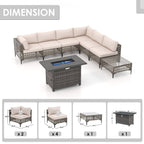 Ensemble de sièges d'extérieur sectionnels pour 6 personnes avec foyer