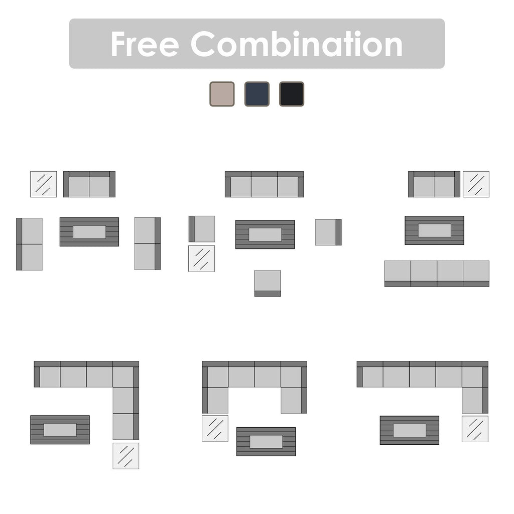 Ensemble de sièges d'extérieur sectionnels pour 6 personnes avec foyer