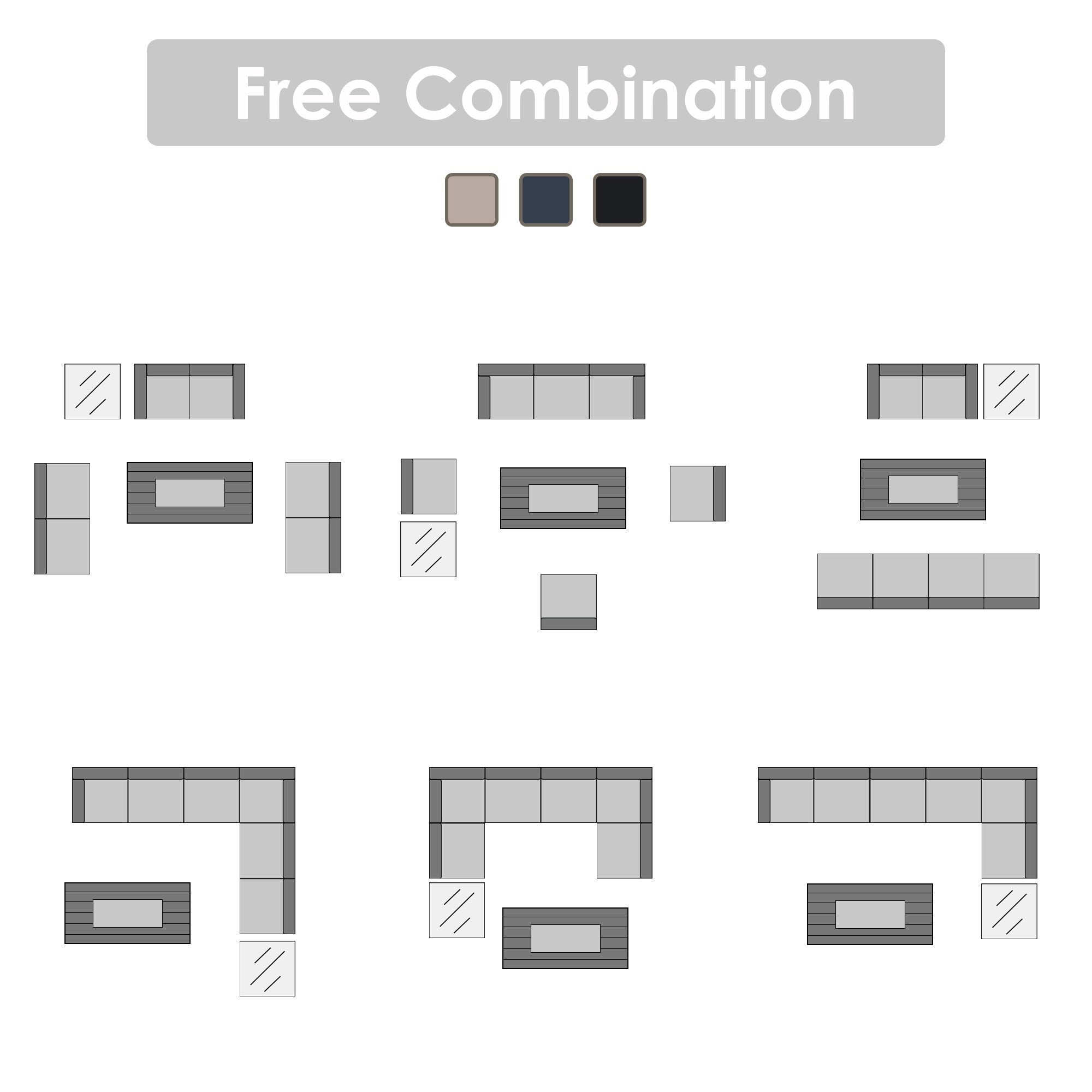 Ensemble de sièges d'extérieur sectionnels pour 6 personnes avec foyer