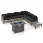 Ensemble de sièges d'extérieur sectionnels pour 6 personnes avec foyer