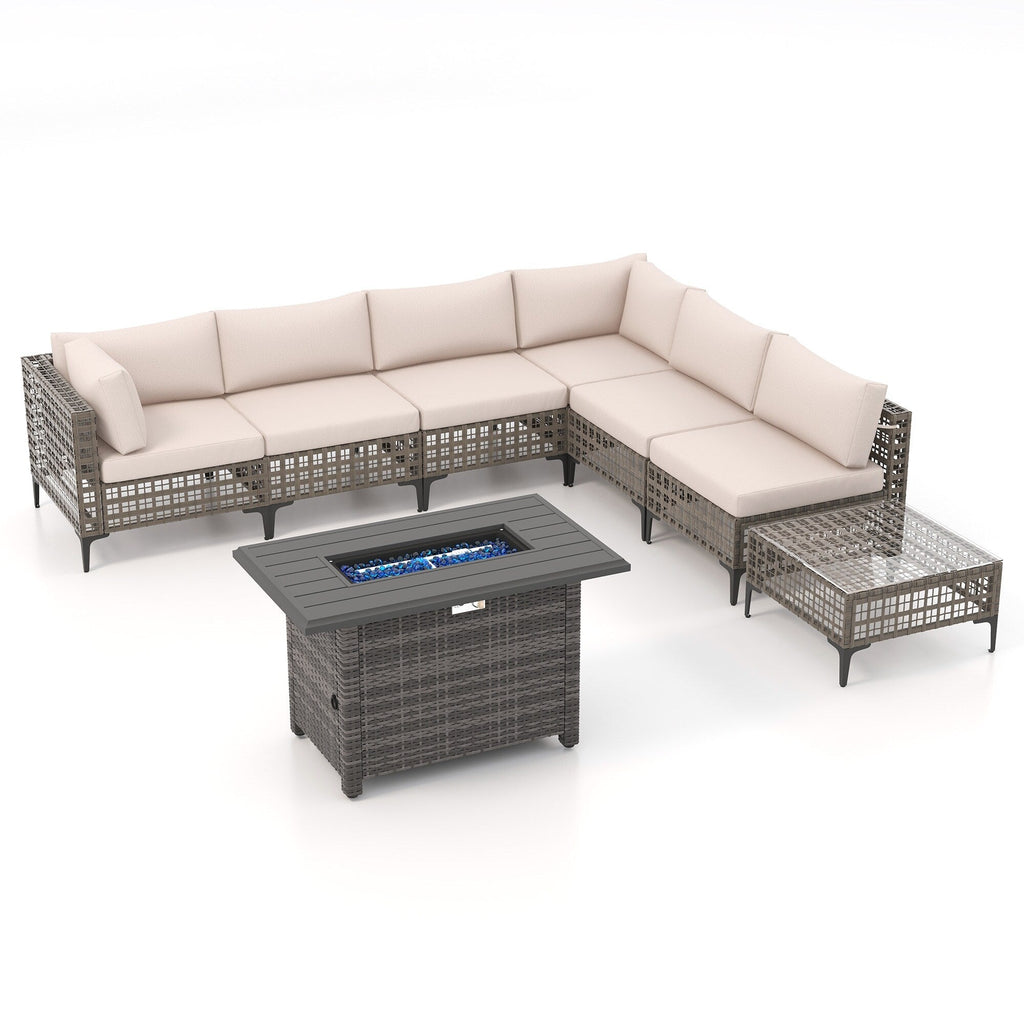 Ensemble de sièges d'extérieur sectionnels pour 6 personnes avec foyer