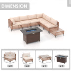 Ensemble de sièges d'extérieur sectionnels pour 6 personnes avec foyer