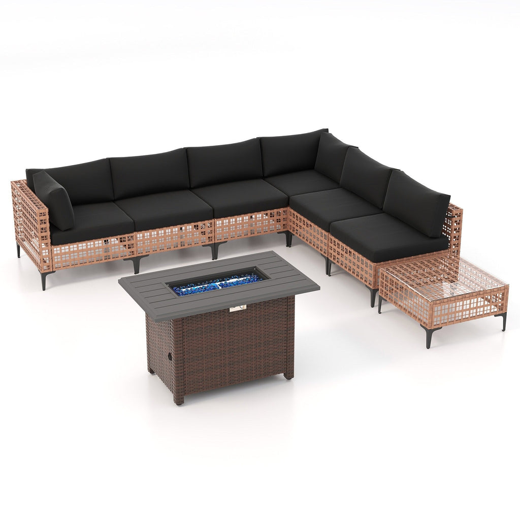 Ensemble de sièges d'extérieur sectionnels pour 6 personnes avec foyer