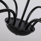 Lustre minimaliste à 6 lumières de 64 pouces, noir mat, or et chrome - N/A