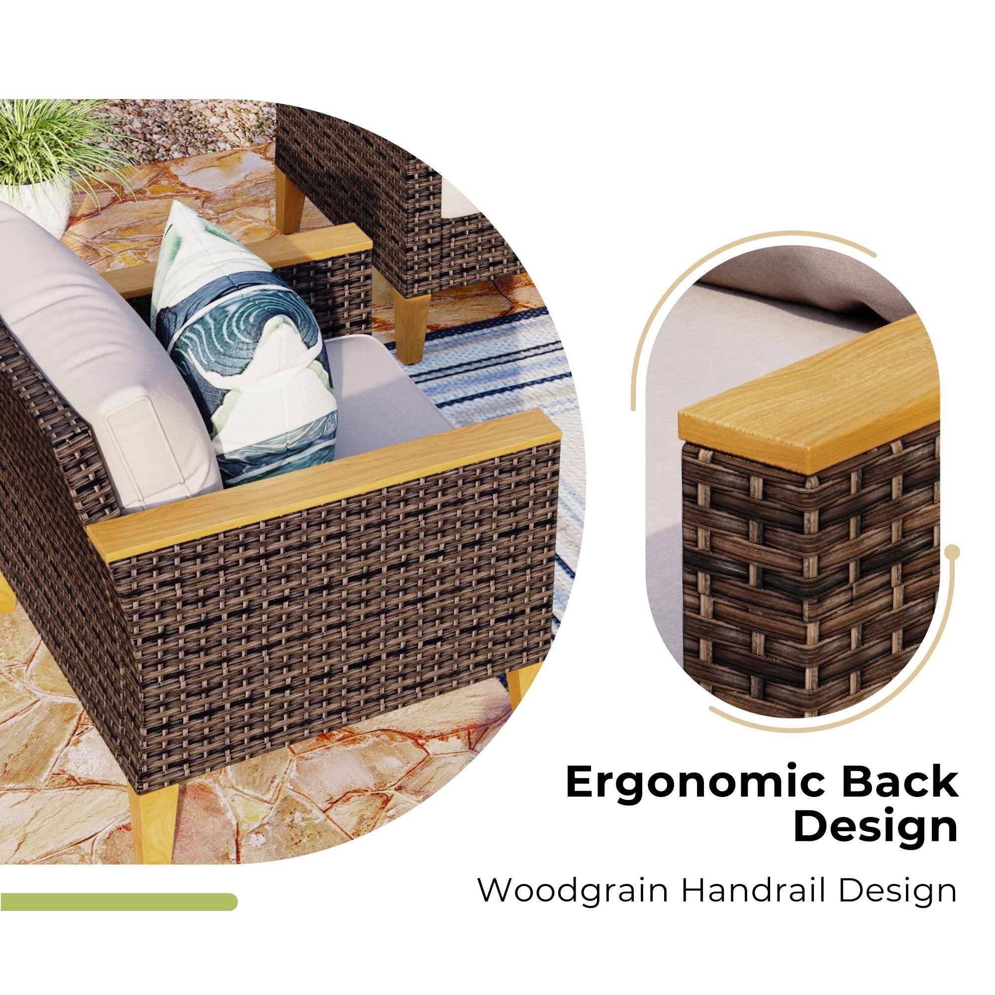 Ensemble de 6 à 11 canapés d'extérieur en osier, style demi-lune, avec grand salon de jardin et table pour foyer