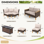 Ensemble de 6 à 11 canapés d'extérieur en osier, style demi-lune, avec grand salon de jardin et table pour foyer