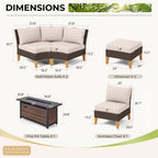 Ensemble de 6 à 11 canapés d'extérieur en osier, style demi-lune, avec grand salon de jardin et table pour foyer