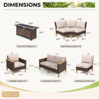 Ensemble de 6 à 11 canapés d'extérieur en osier, style demi-lune, avec grand salon de jardin et table pour foyer