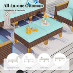 Ensemble de 6 à 11 canapés d'extérieur en osier, style demi-lune, avec grand salon de jardin et table pour foyer