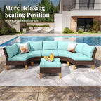 Ensemble de 6 à 11 canapés d'extérieur en osier, style demi-lune, avec grand salon de jardin et table pour foyer