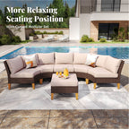 Ensemble de 6 à 11 canapés d'extérieur en osier, style demi-lune, avec grand salon de jardin et table pour foyer