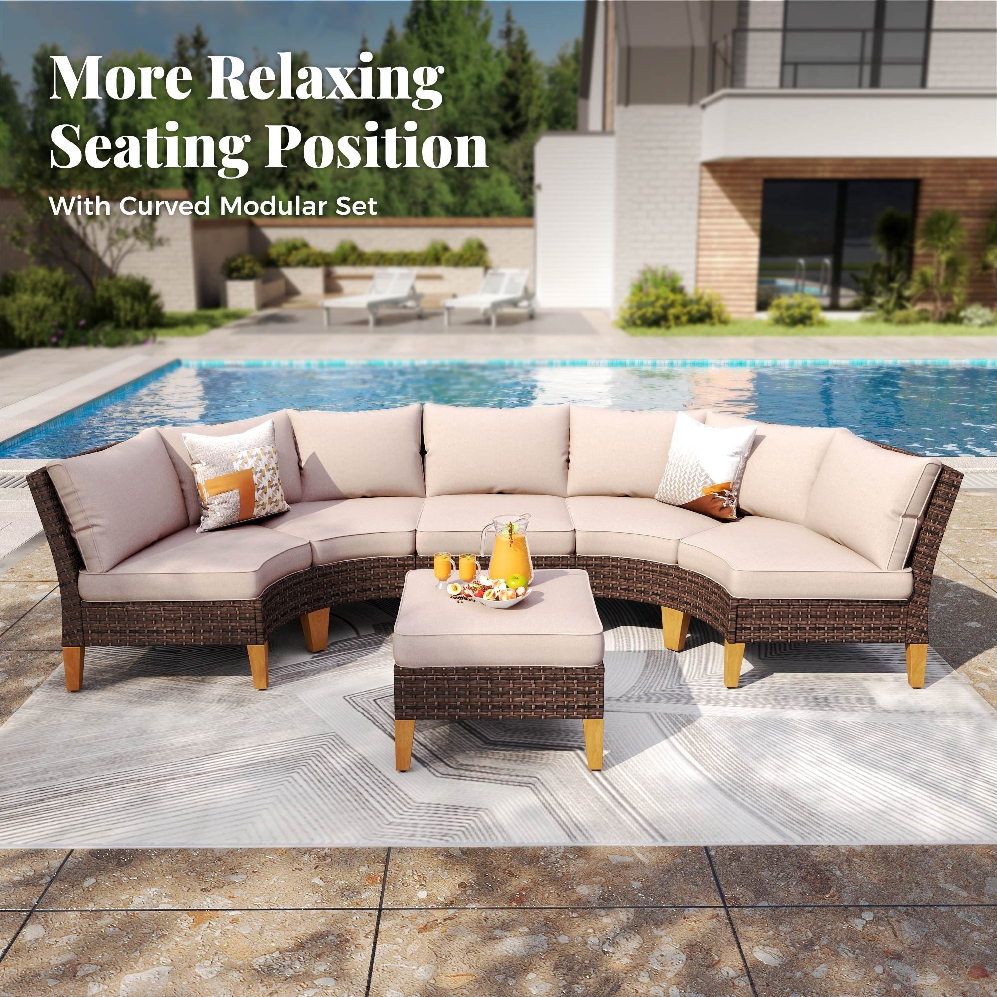 Ensemble de 6 à 11 canapés d'extérieur en osier, style demi-lune, avec grand salon de jardin et table pour foyer