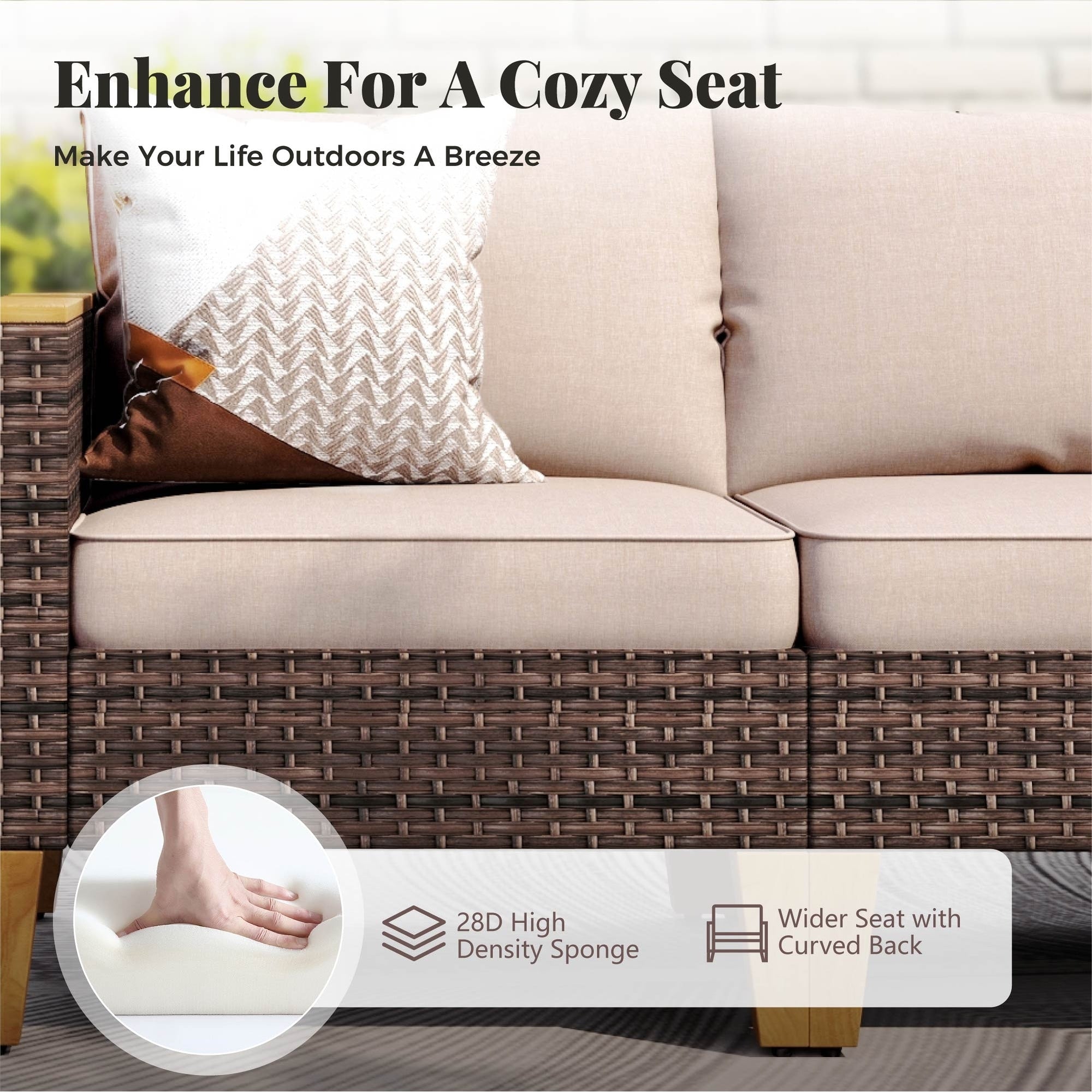 Ensemble de 6 à 11 canapés d'extérieur en osier, style demi-lune, avec grand salon de jardin et table pour foyer